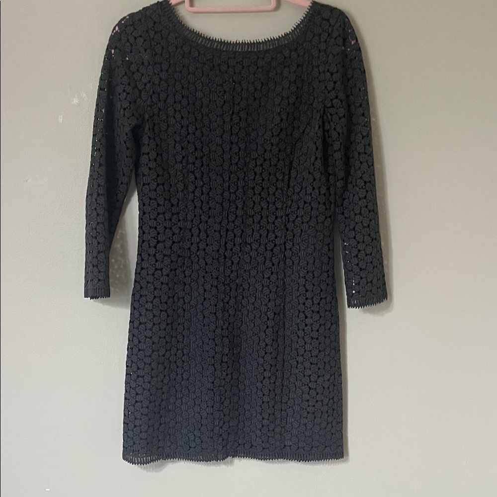 Diane Von Furstenberg Gray Lace Long Sleeve Dress